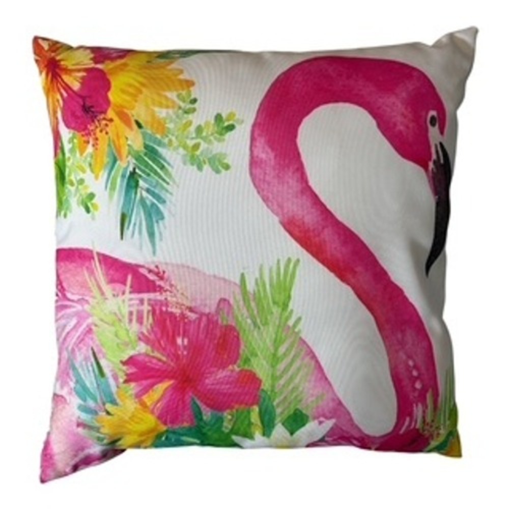Tropical Flamingo Pink Hibiscus Floral Decorative Throw Pillow 18x18 Square